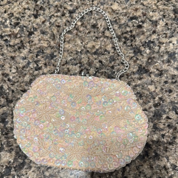 Elegant Sequin Evening Clutch - Gold and Pink - Picture 2 of 7